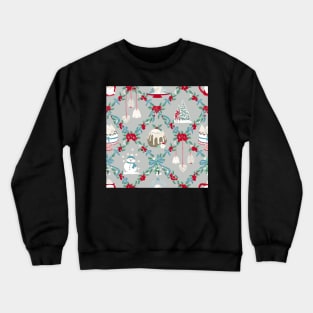Repeat Pattern of Vintage Christmas Treats on Pale Grey Crewneck Sweatshirt